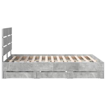 Bettrahmen mit Kopfteil Beton Grau 140 x 200 cm Ingenieurs Holz