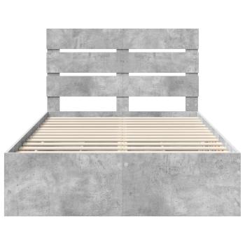 Bettrahmen mit Kopfteil Beton Grau 120 x 200 cm Ingenieurs Holz
