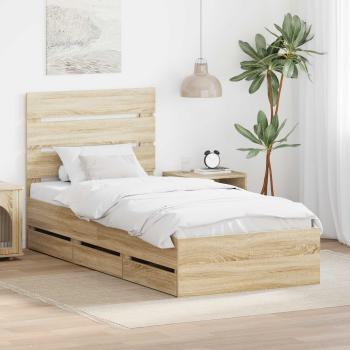 ARDEBO.de - Bettrahmen Sonoma-Eiche 90 x 190 cm Ingenieurs Holz