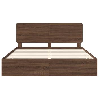 Bettrahmen Braun Eichen-Optik 200 x 200 cm Ingenieurs Holz