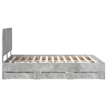 Bettrahmen mit Kopfteil Beton Grau 160 x 200 cm Ingenieurs Holz