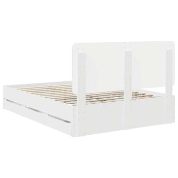 Bettrahmen mit Schubladen Weiß 140 x 190 cm Ingenieurs Holz