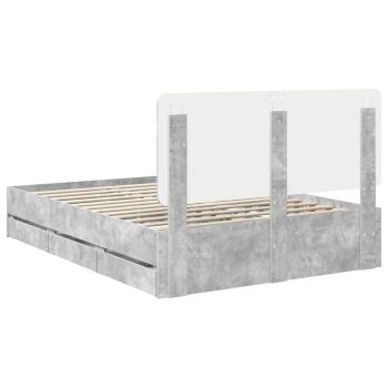 Bettrahmen mit Kopfteil Beton Grau 140 x 190 cm Ingenieurs Holz