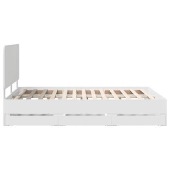 Bettrahmen mit Schubladen Weiß 140 x 200 cm Ingenieurs Holz