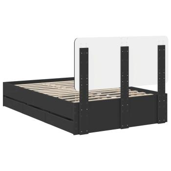 Bettrahmen mit Schubladen Schwarz 120 x 190 cm Ingenieurs Holz