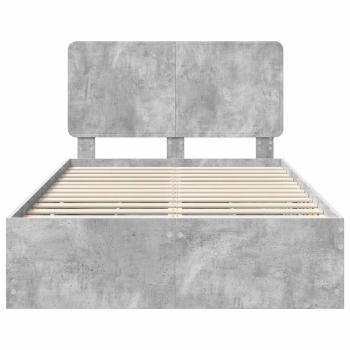 Bettrahmen mit Kopfteil Beton Grau 120 x 190 cm Ingenieurs Holz