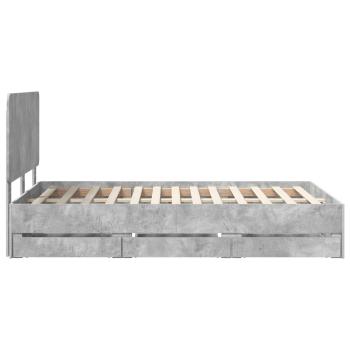 Bettrahmen mit Kopfteil Beton Grau 120 x 190 cm Ingenieurs Holz