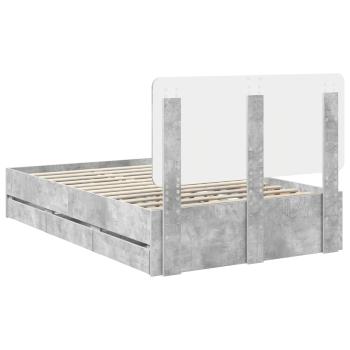 Bettrahmen mit Kopfteil Beton Grau 120 x 190 cm Ingenieurs Holz