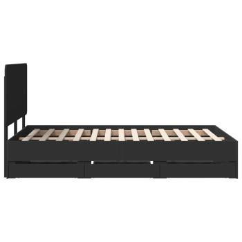 Bettrahmen mit Schubladen Schwarz 120 x 200 cm Ingenieurs Holz