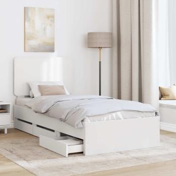 Bettrahmen mit Schubladen Weiß 100 x 200 cm Ingenieurs Holz