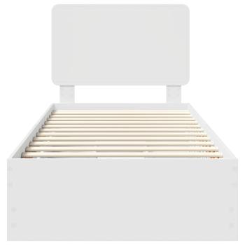 Bettrahmen mit Schubladen Weiß 100 x 200 cm Ingenieurs Holz