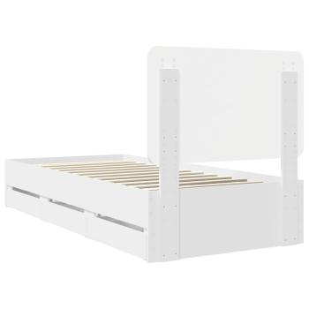 Bettrahmen mit Schubladen Weiß 100 x 200 cm Ingenieurs Holz