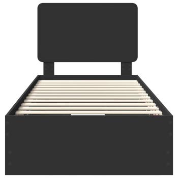 Bettrahmen mit Schubladen Schwarz 100 x 200 cm Ingenieurs Holz