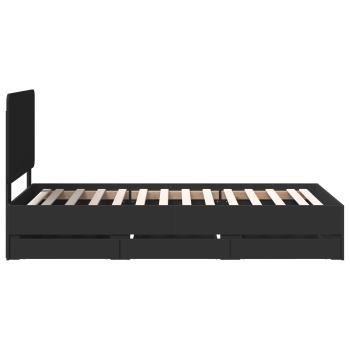 Bettrahmen mit Schubladen Schwarz 90 x 200 cm Ingenieurs Holz