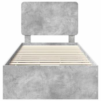 Bettrahmen mit Kopfteil Beton Grau 90 x 200 cm Ingenieurs Holz
