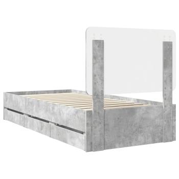 Bettrahmen mit Kopfteil Beton Grau 90 x 200 cm Ingenieurs Holz