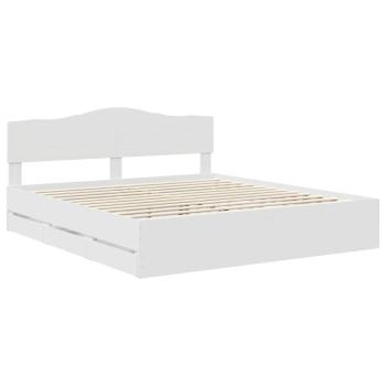 Bettrahmen mit Schubladen Weiß 200 x 200 cm Ingenieurs Holz