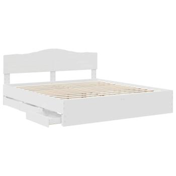 Bettrahmen mit Schubladen Weiß 200 x 200 cm Ingenieurs Holz