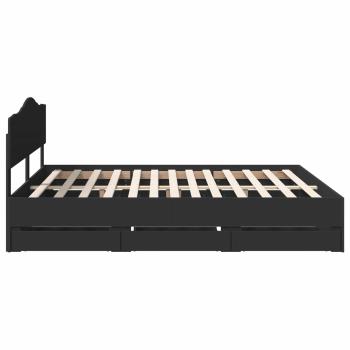 Bettrahmen mit Schubladen Schwarz 200 x 200 cm Ingenieurs Holz