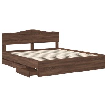 Bettrahmen Braun Eichen-Optik 200 x 200 cm Ingenieurs Holz