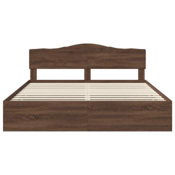 Bettrahmen Braun Eichen-Optik 200 x 200 cm Ingenieurs Holz