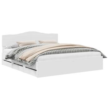 Bettrahmen mit Schubladen Weiß 180 x 200 cm Ingenieurs Holz