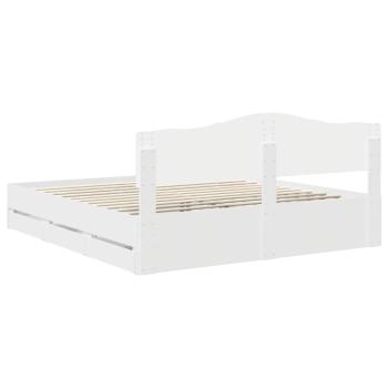 Bettrahmen mit Schubladen Weiß 180 x 200 cm Ingenieurs Holz