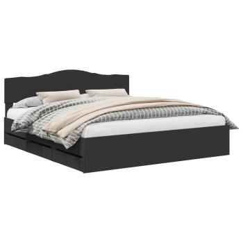 Bettrahmen mit Schubladen Schwarz 180 x 200 cm Ingenieurs Holz