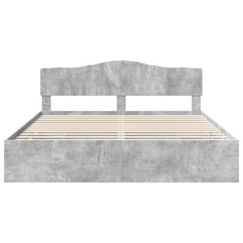 Bettrahmen mit Kopfteil Beton Grau 180 x 200 cm Ingenieurs Holz