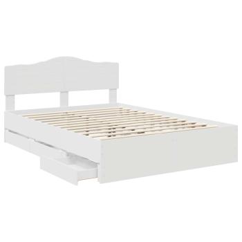 Bettrahmen mit Schubladen Weiß 160 x 200 cm Ingenieurs Holz