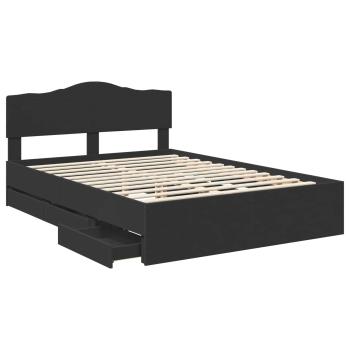 Bettrahmen mit Schubladen Schwarz 160 x 200 cm Ingenieurs Holz
