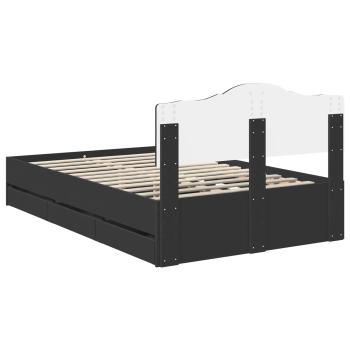 Bettrahmen mit Schubladen Schwarz 120 x 190 cm Ingenieurs Holz