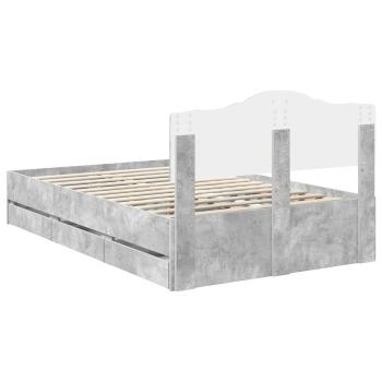 Bettrahmen mit Kopfteil Beton Grau 120 x 200 cm Ingenieurs Holz