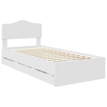 Bettrahmen mit Schubladen Weiß 100 x 200 cm Ingenieurs Holz