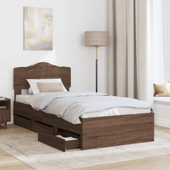 Bettrahmen Braun Eichen-Optik 100 x 200 cm Ingenieurs Holz