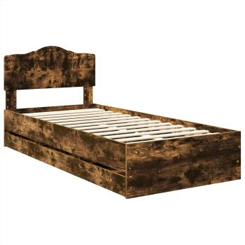 Bettrahmen Geräucherte Eiche 90 x 190 cm Ingenieurs Holz