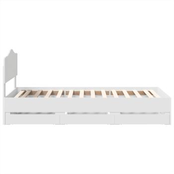 Bettrahmen mit Schubladen Weiß 90 x 200 cm Ingenieurs Holz