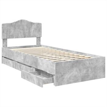 Bettrahmen mit Kopfteil Beton Grau 75 x 190 cm Ingenieurs Holz