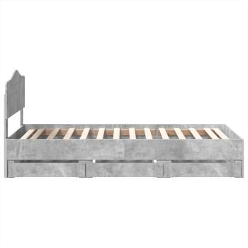 Bettrahmen mit Kopfteil Beton Grau 75 x 190 cm Ingenieurs Holz