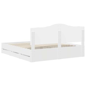 Bettrahmen mit Schubladen Weiß 200 x 200 cm Ingenieurs Holz