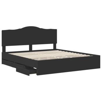 Bettrahmen mit Schubladen Schwarz 200 x 200 cm Ingenieurs Holz