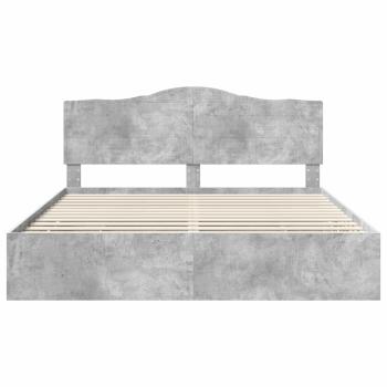 Bettrahmen mit Kopfteil Beton Grau 200 x 200 cm Ingenieurs Holz
