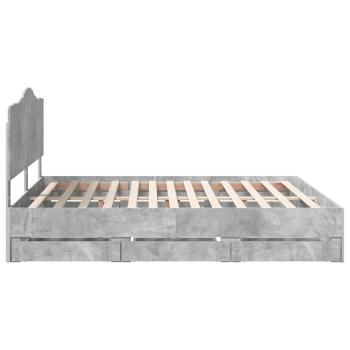 Bettrahmen mit Kopfteil Beton Grau 200 x 200 cm Ingenieurs Holz