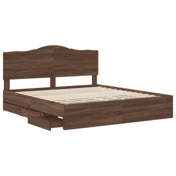 Bettrahmen Braun Eichen-Optik 200 x 200 cm Ingenieurs Holz