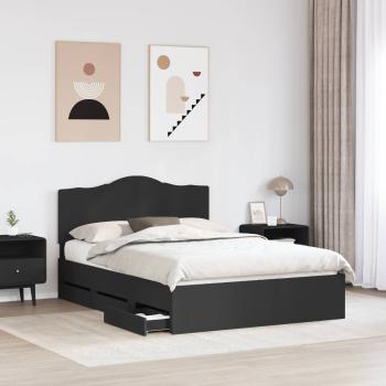 Bettrahmen mit Schubladen Schwarz 160 x 200 cm Ingenieurs Holz