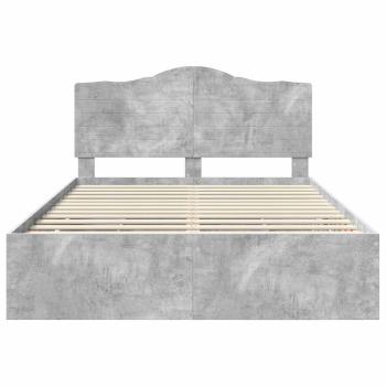 Bettrahmen mit Kopfteil Beton Grau 150 x 200 cm Ingenieurs Holz