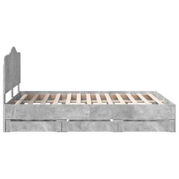 Bettrahmen mit Kopfteil Beton Grau 150 x 200 cm Ingenieurs Holz