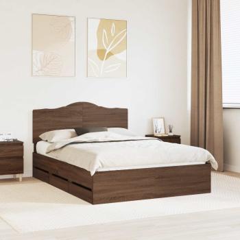 ARDEBO.de - Bettrahmen Braun Eichen-Optik 150 x 200 cm Ingenieurs Holz