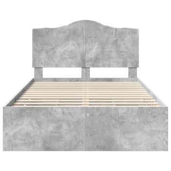 Bettrahmen mit Kopfteil Beton Grau 135 x 190 cm Ingenieurs Holz