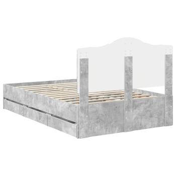 Bettrahmen mit Kopfteil Beton Grau 120 x 200 cm Ingenieurs Holz